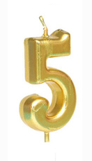 Gold Number 5 Birthday Candle